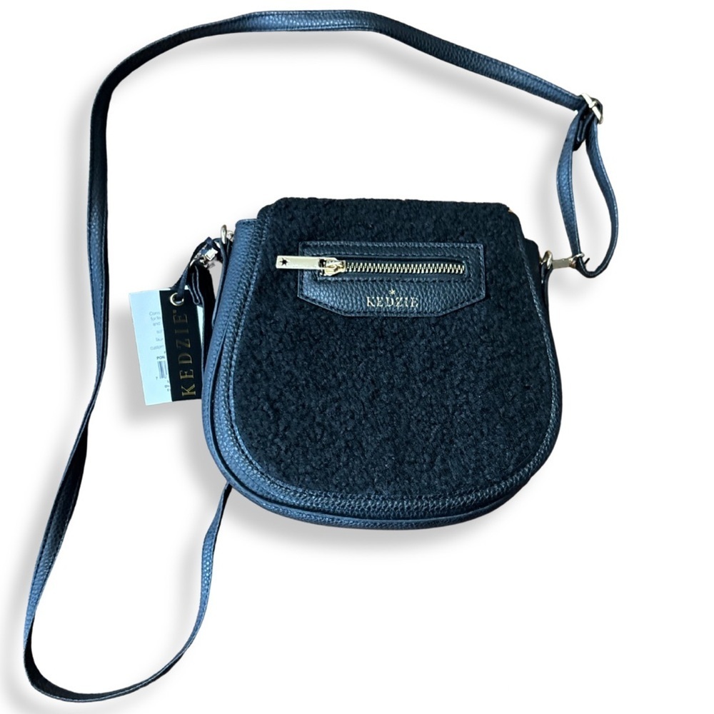 NWT Kedzie Crossbody Bag – Black Sherpa Texture